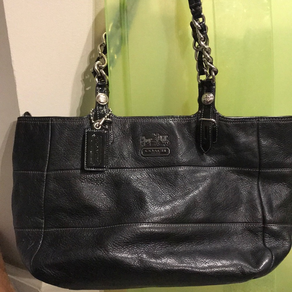 Black leather Coach bag
